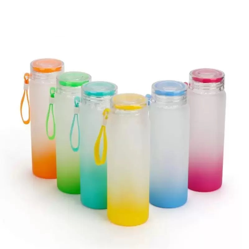 17oz Sublimation blank frosted glass Ombre gradient Tumblers Water Bottle