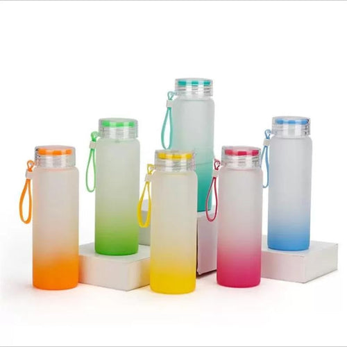 17oz Sublimation blank frosted glass Ombre gradient Tumblers Water Bottle